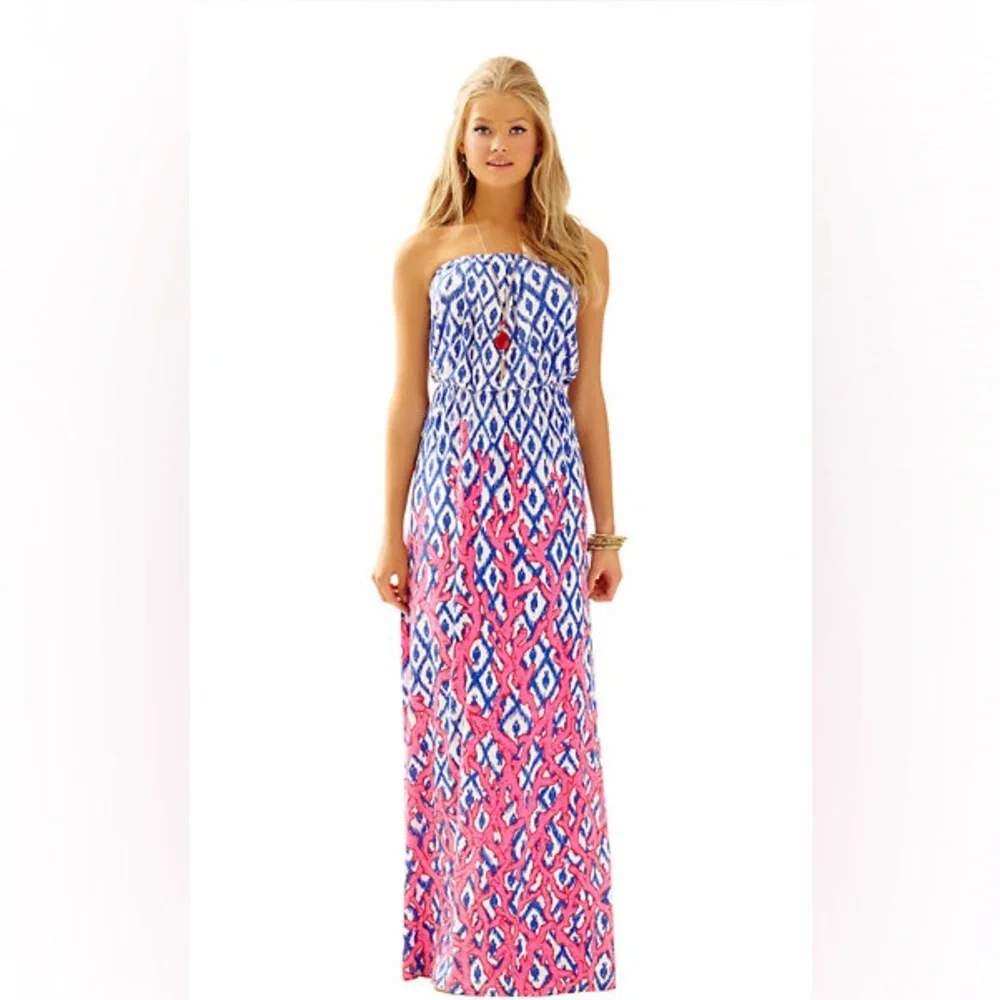 Lilly Pulitzer Marlisa Maxi Dress Iris Blue Deep Dive Little Fish Resort XS - Picture 1 of 6